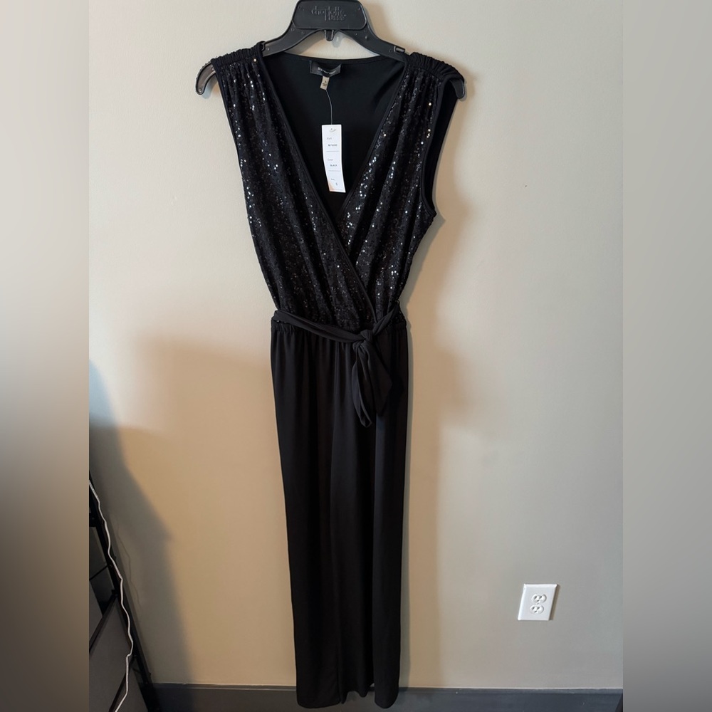 Black Sequin Sleeveless Jumpsuit, 6